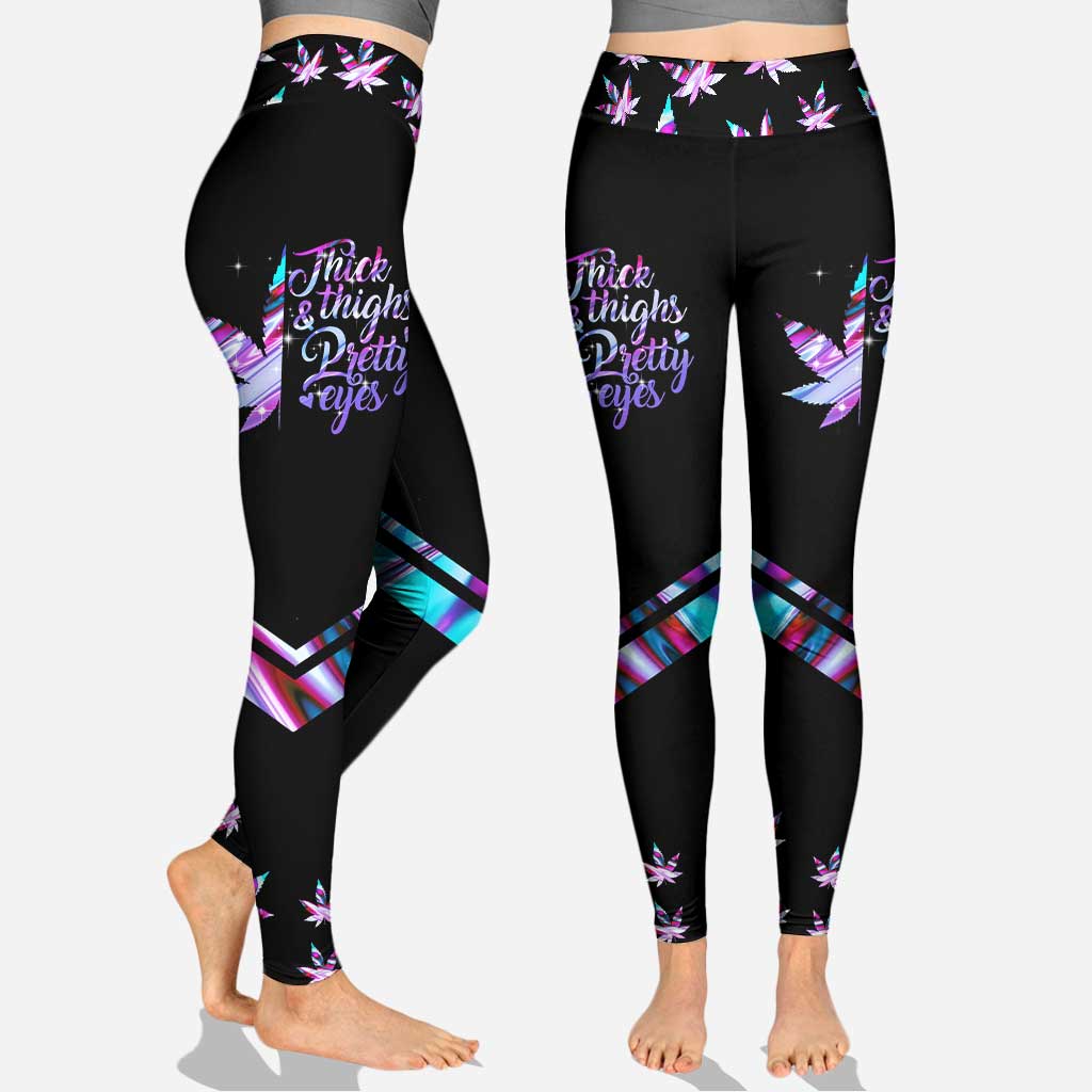 Rosy Eyes Thick Thighs - Personalized Weed Cross Tank Top and Leggings
