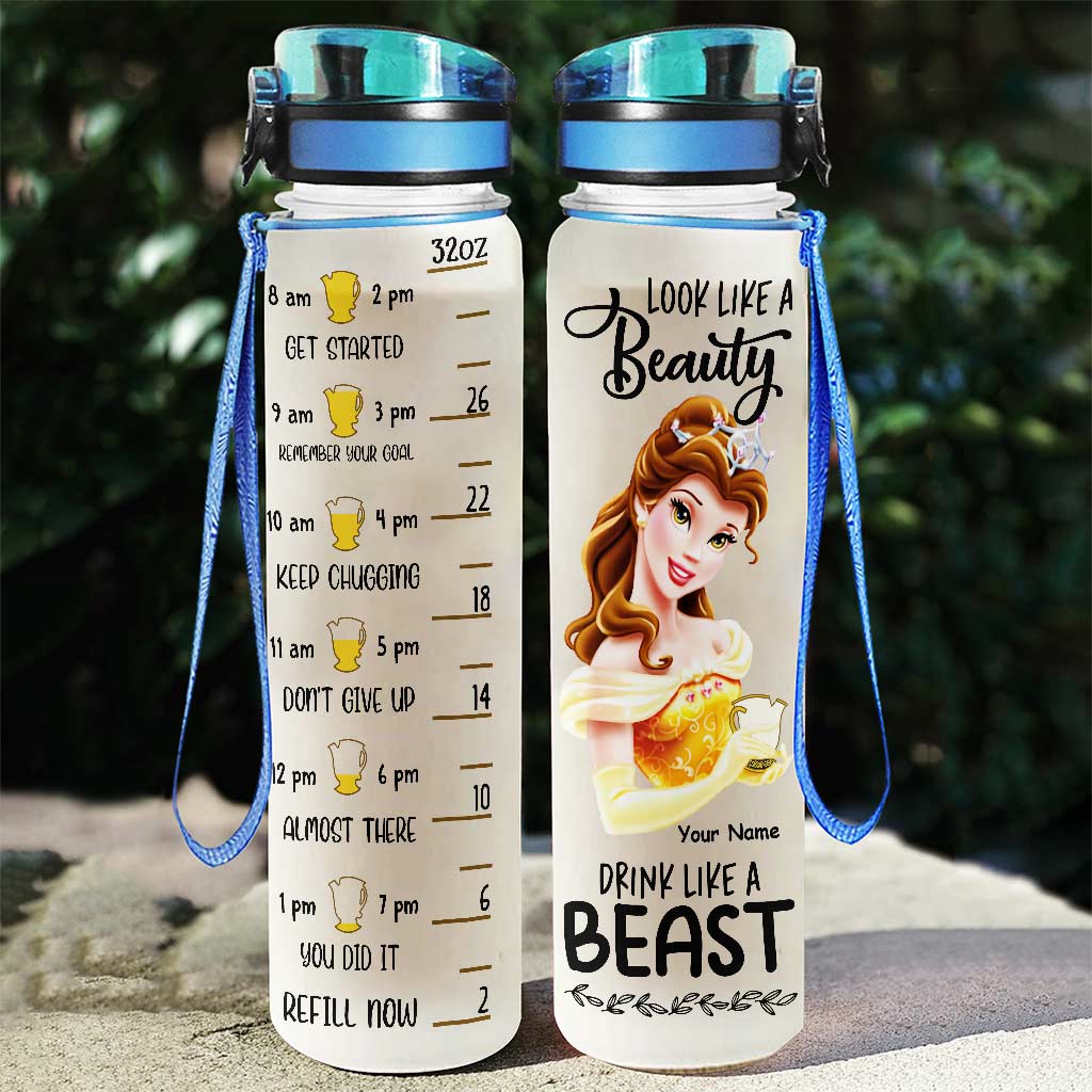 Look Like A Beauty Drink Like A Beast - Personalized Mouse Water Tracker Bottle