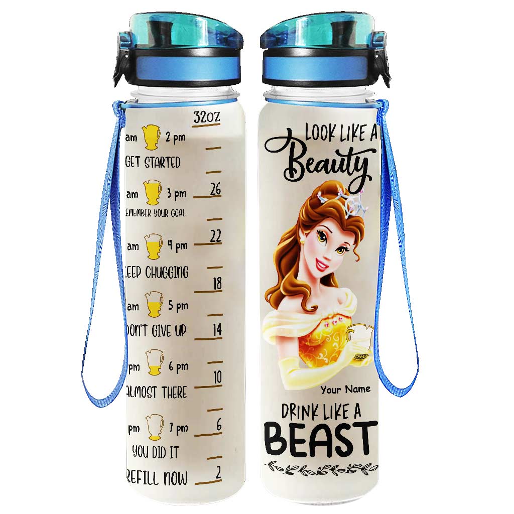Look Like A Beauty Drink Like A Beast - Personalized Mouse Water Tracker Bottle
