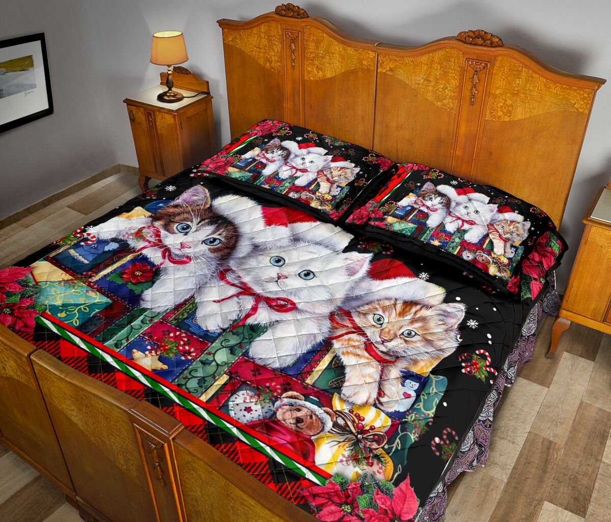 Merry Catmas Cat Quilt Set 0622