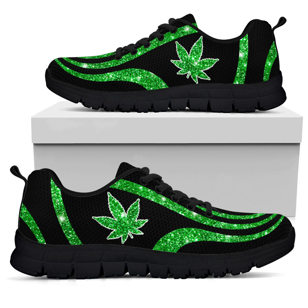 Sparkle Green Leaf - Weed Sneakers 0822
