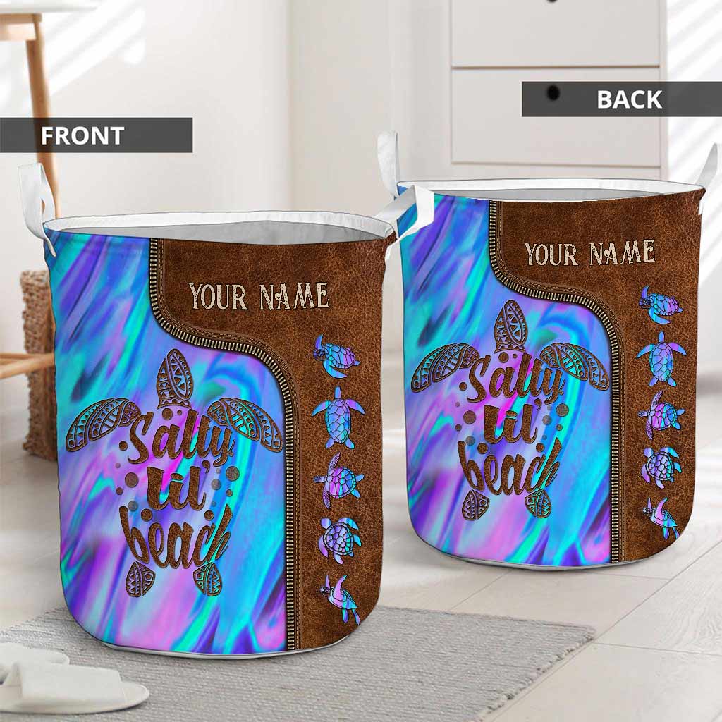 Salty Lil' Beach - Turtle Personalized Leather Pattern Print Storage Basket