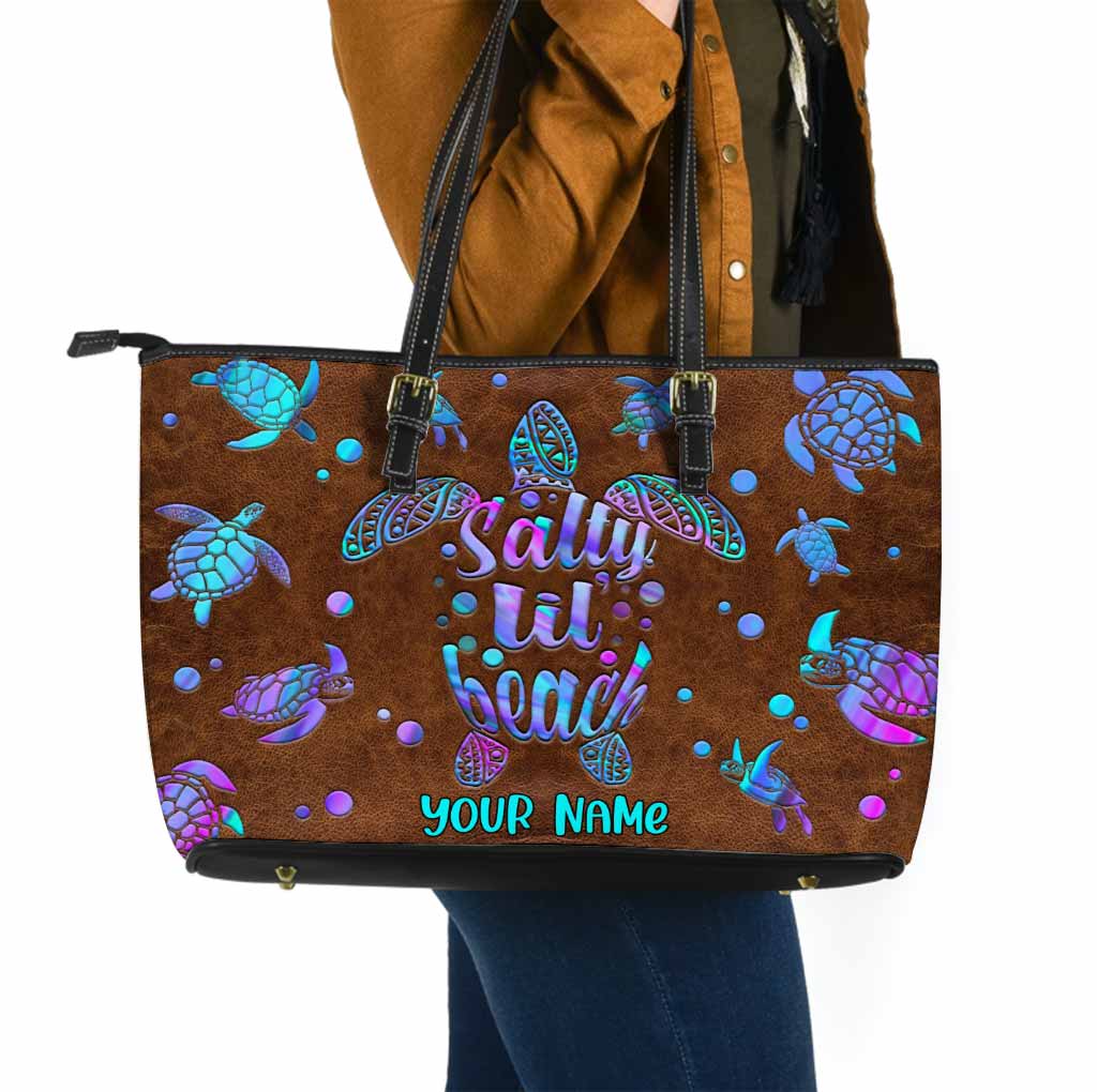 Salty Lil' Beach - Turtle Personalized Leather Bag