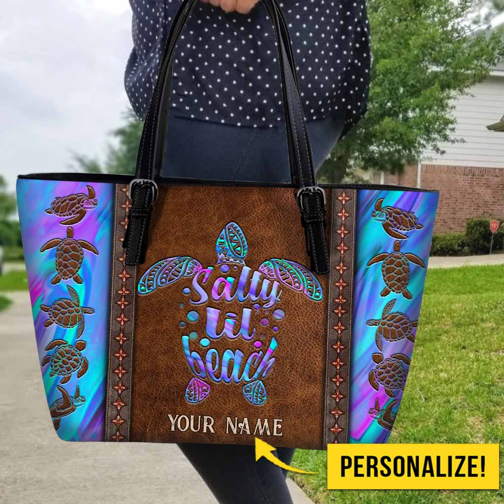 Salty Lil' Beach - Turtle Personalized Leather Bag