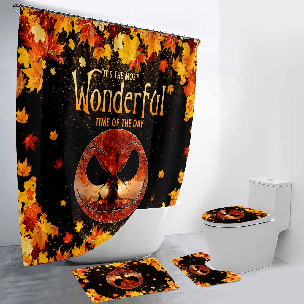 Most Wonderful Time Of The Day Autumn Leaf Nightmare - Fall Nightmare Bathroom Curtain & Mats Set