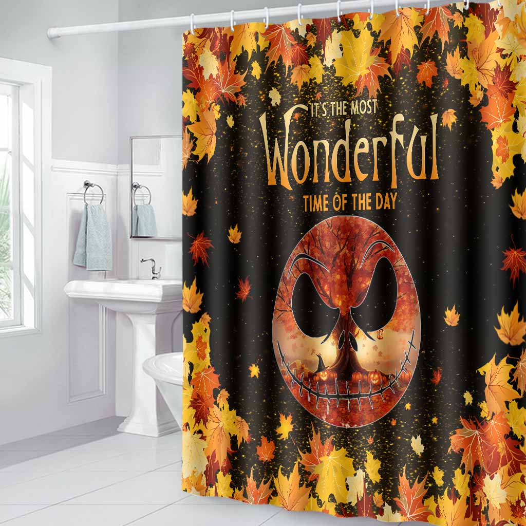 Most Wonderful Time Of The Day Autumn Leaf Nightmare - Fall Nightmare Bathroom Curtain & Mats Set