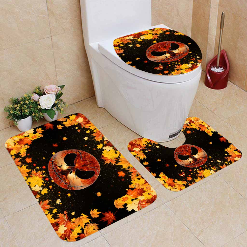 Most Wonderful Time Of The Day Autumn Leaf Nightmare - Fall Nightmare Bathroom Curtain & Mats Set