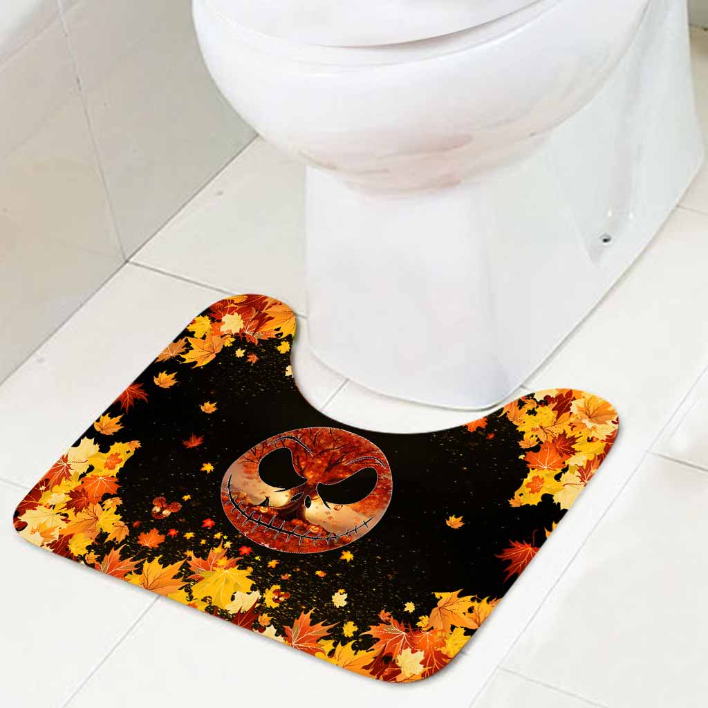Most Wonderful Time Of The Day Autumn Leaf Nightmare - Fall Nightmare Bathroom Curtain & Mats Set