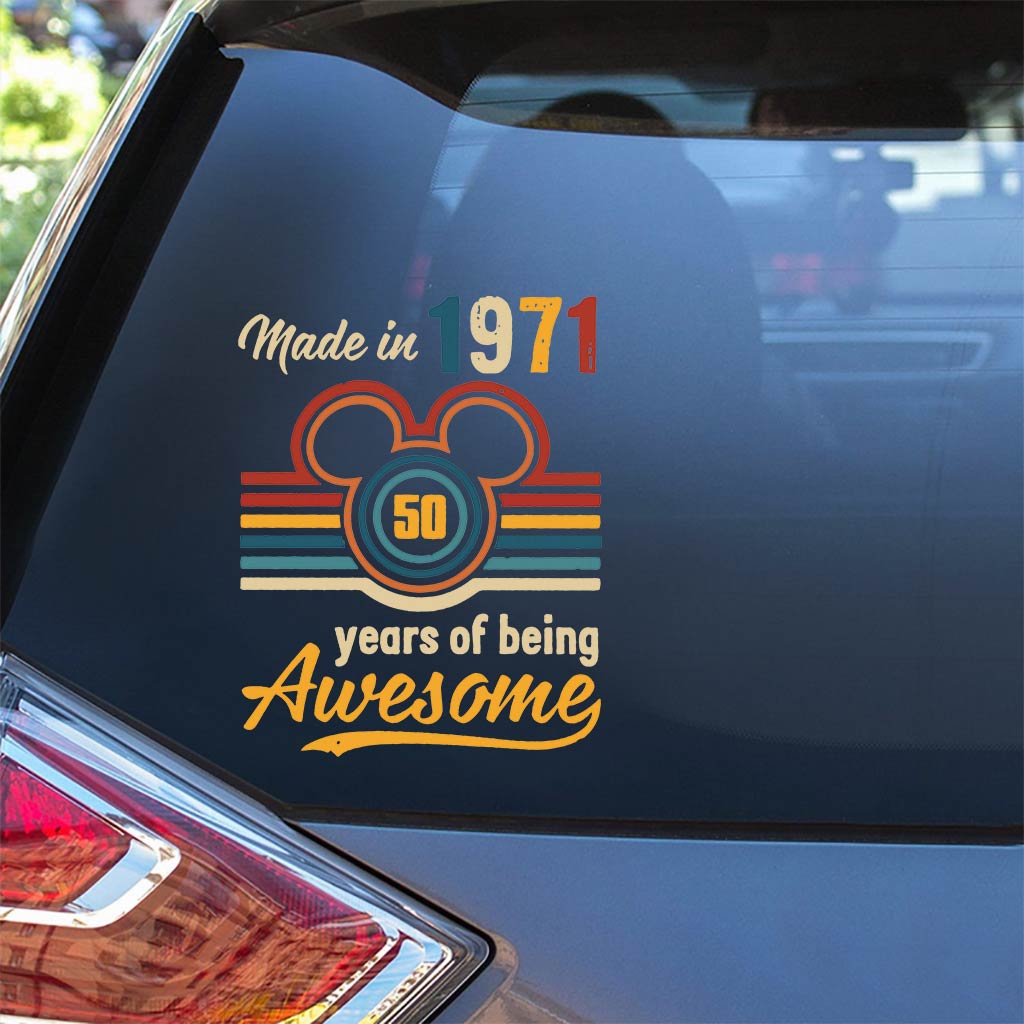 Made In 1971 50 Years Of Being Awesome Vintage - Mouse Decal Full