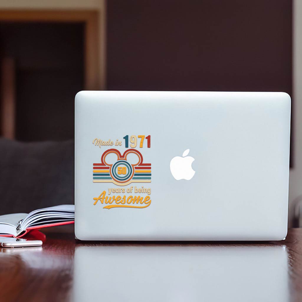 Made In 1971 50 Years Of Being Awesome Vintage - Mouse Decal Full