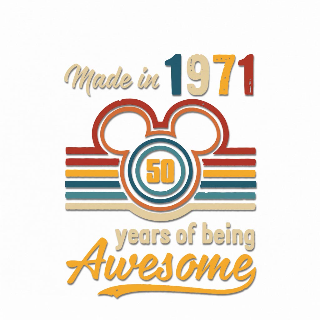 Made In 1971 50 Years Of Being Awesome Vintage - Mouse Decal Full