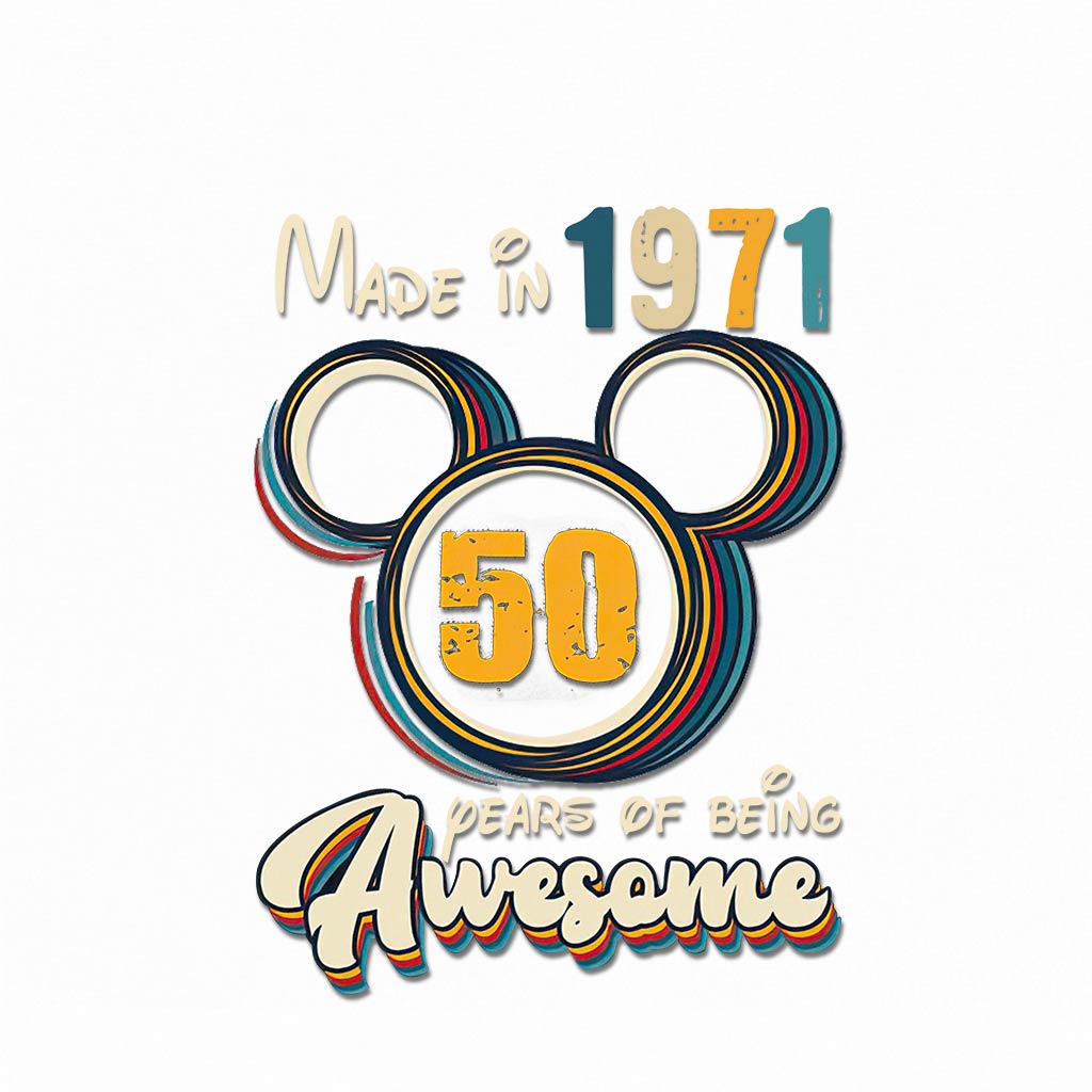 Made In 1971 50 Years Of Being Awesome Vintage - Mouse Decal Full