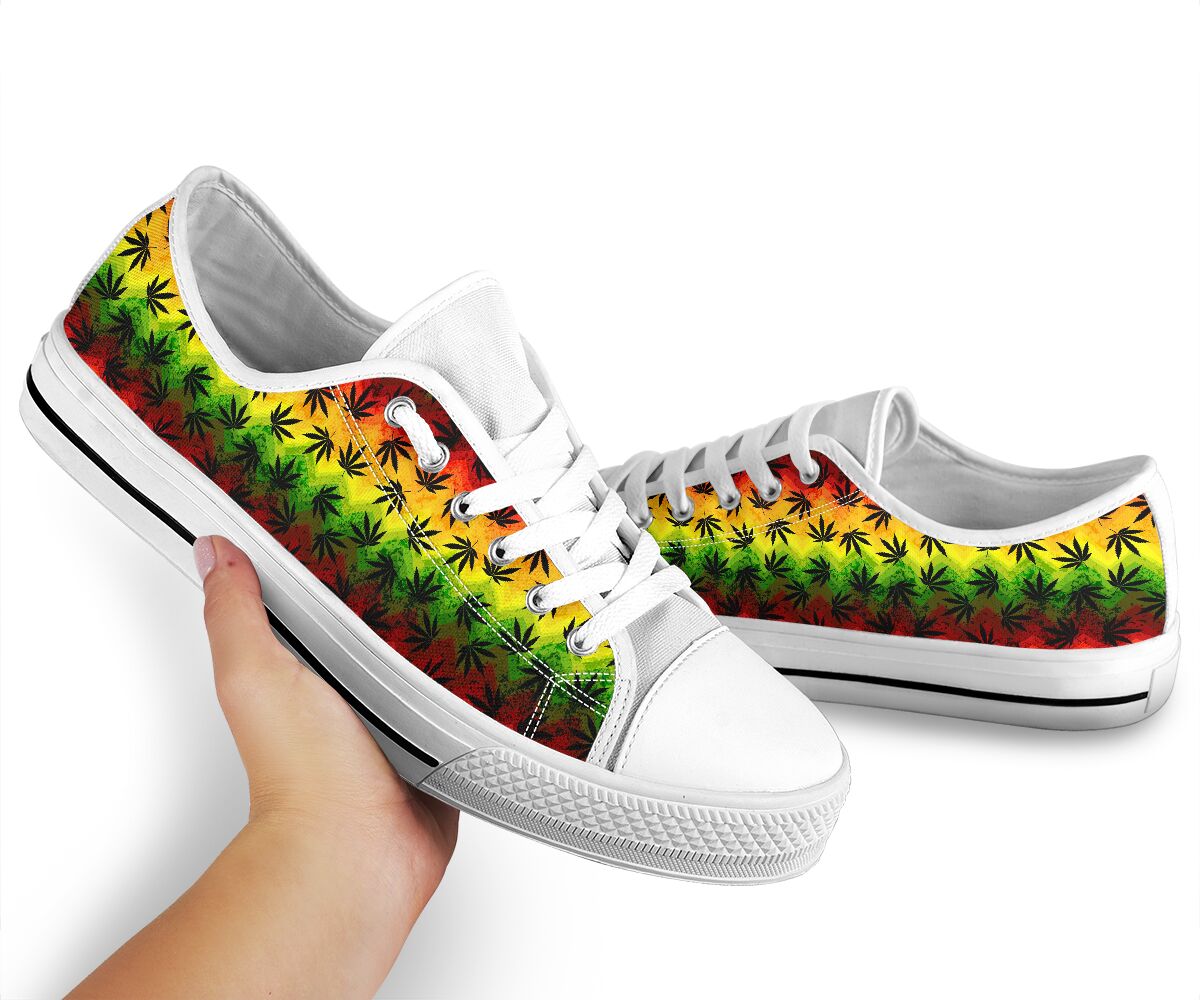 Colorful Chevron Leaves - Weed Low Top Shoes 0822