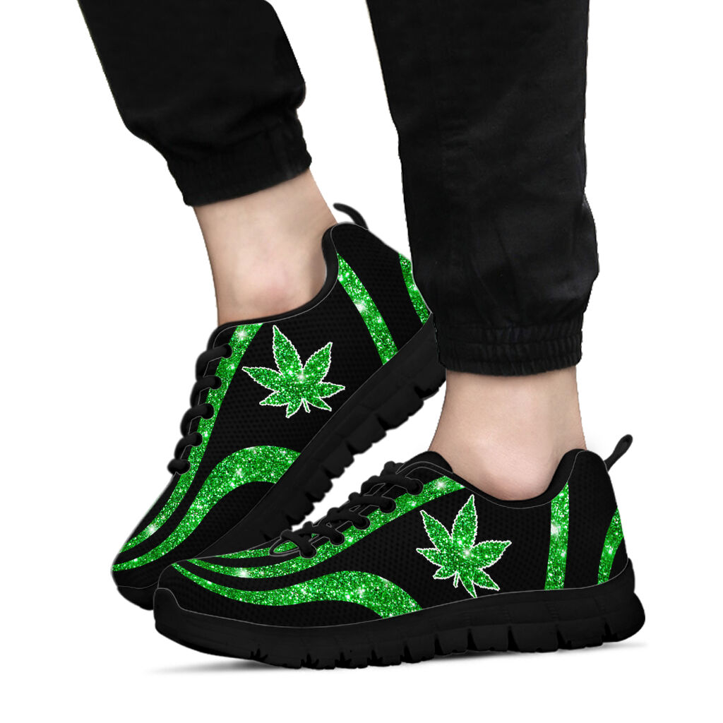 Sparkle Green Leaf - Weed Sneakers 0822