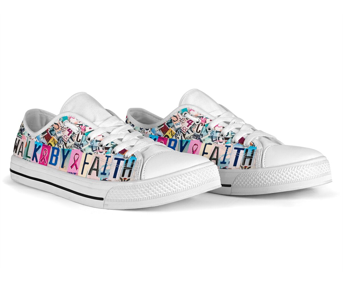 Walk By Faith Breast Cancer Awareness Low Top Shoes 0622