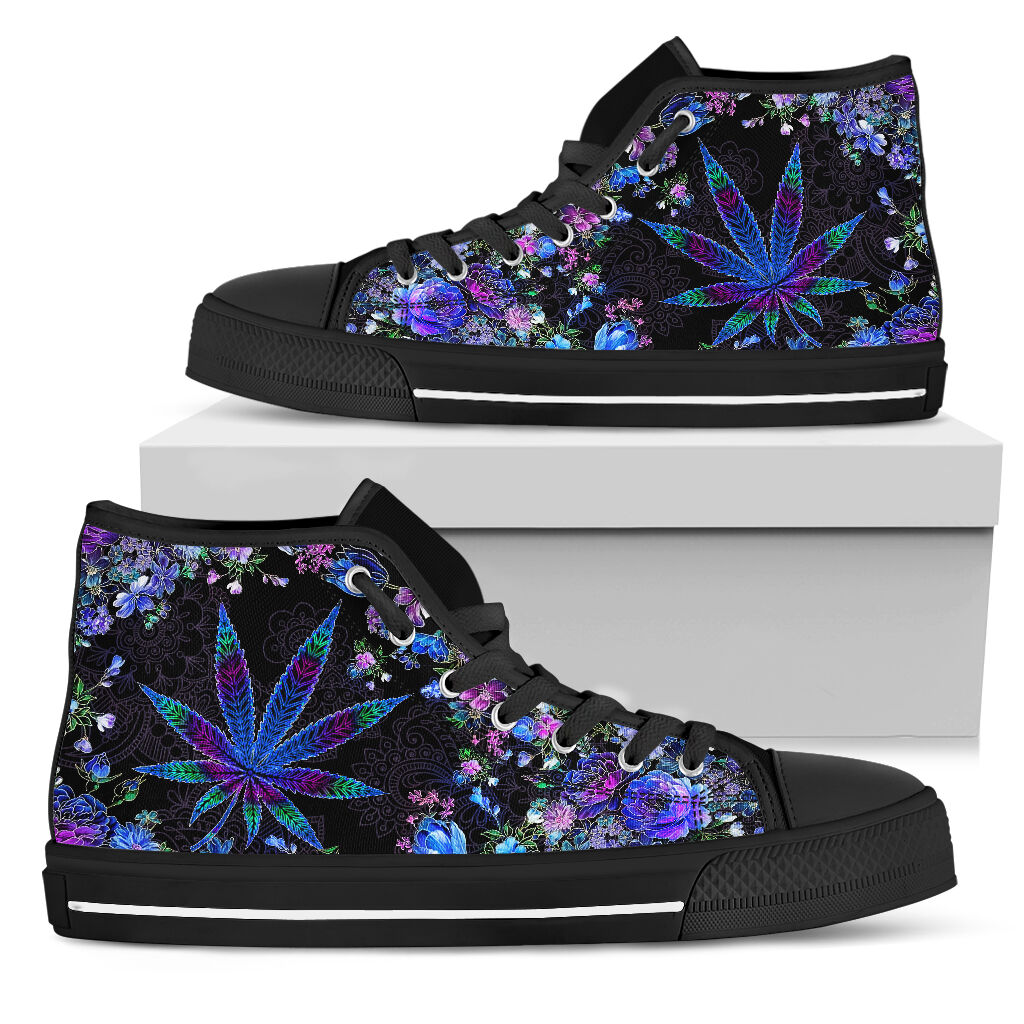 Floral Pattern - Weed High Top Shoes 0822