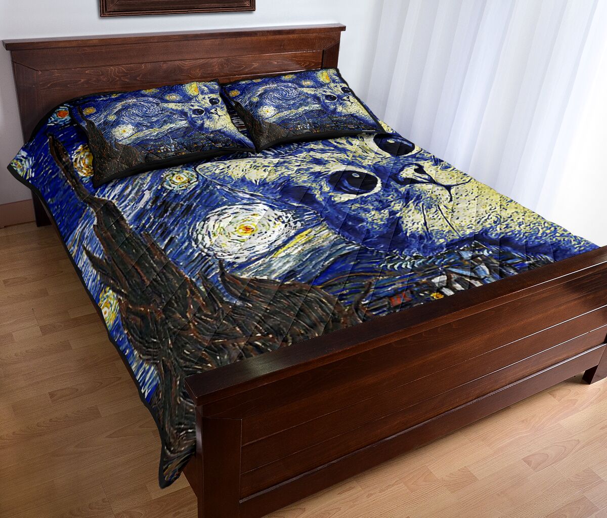 Cat Van Gogh Cat Quilt Set 0622