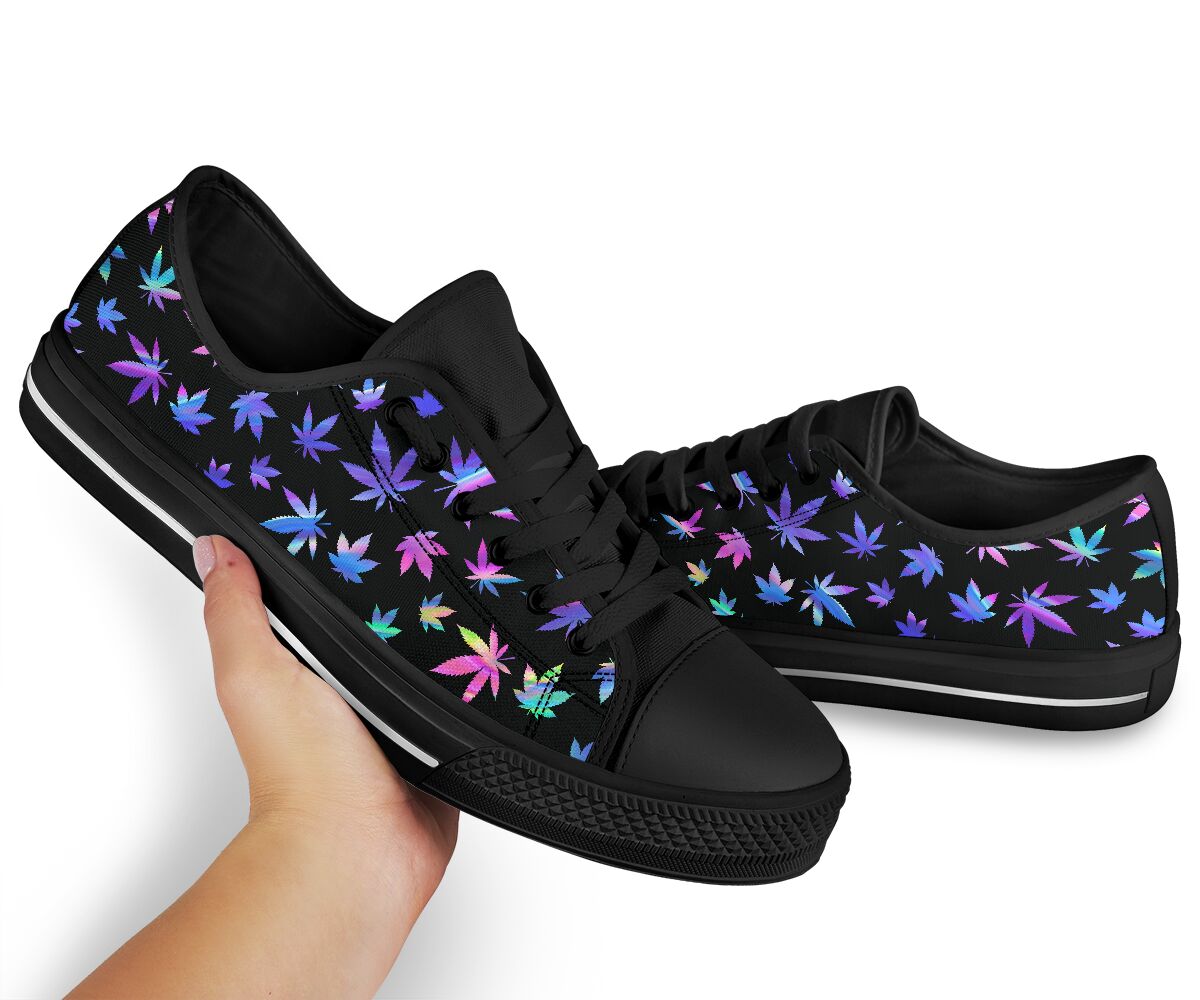Holographic Leaves Pattern - Weed Low Top Shoes 0822