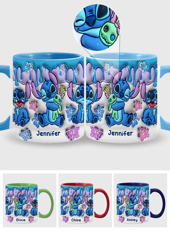 Blue Ohana Hugging - Personalized Ohana Accent Mug