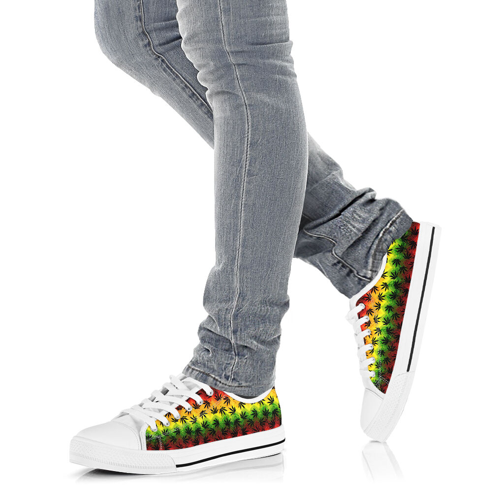 Colorful Chevron Leaves - Weed Low Top Shoes 0822