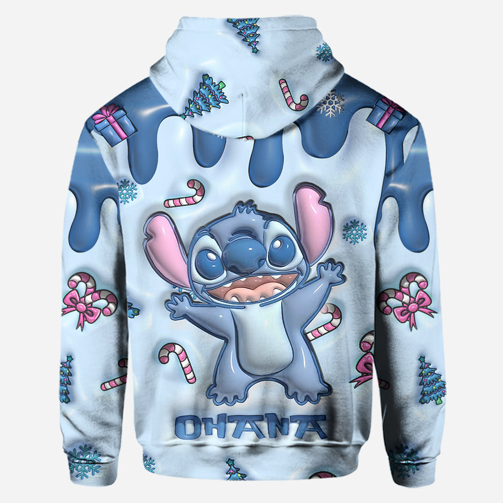 Ohana Blue Inflated - Personalized Ohana Hoodie and Leggings