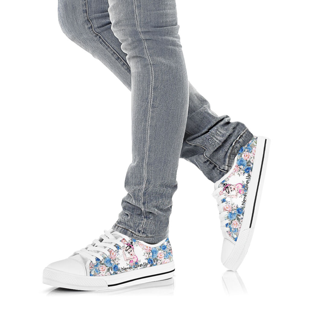 Never Give Up Breast Cancer Awareness Low Top Shoes 0622
