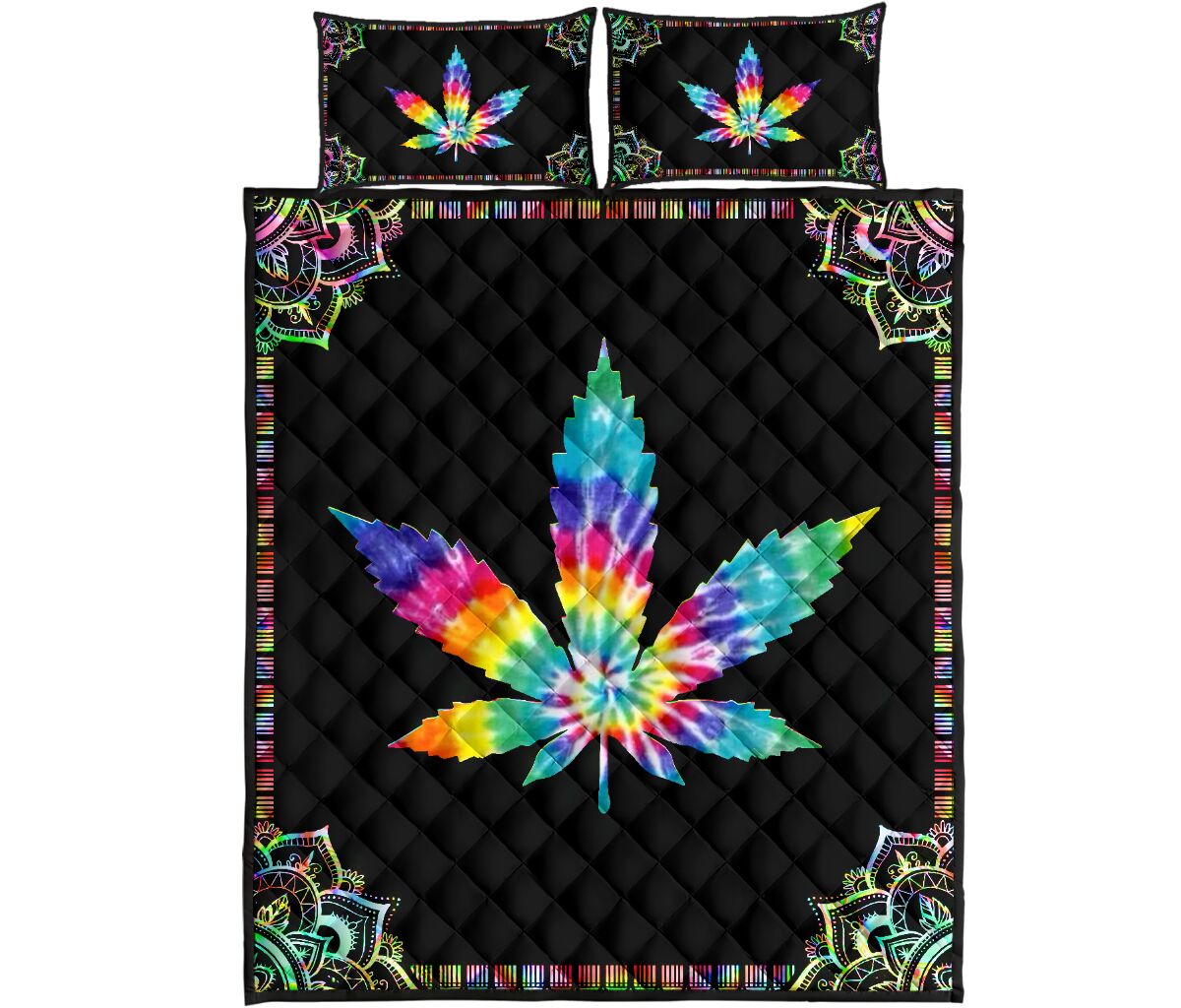 Tie Dye Leaf - Weed Quilt Set 0822