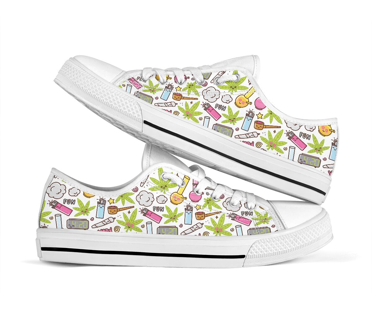 It'S 420 Somewhere Cute Pattern - Weed Low Top Shoes 0822