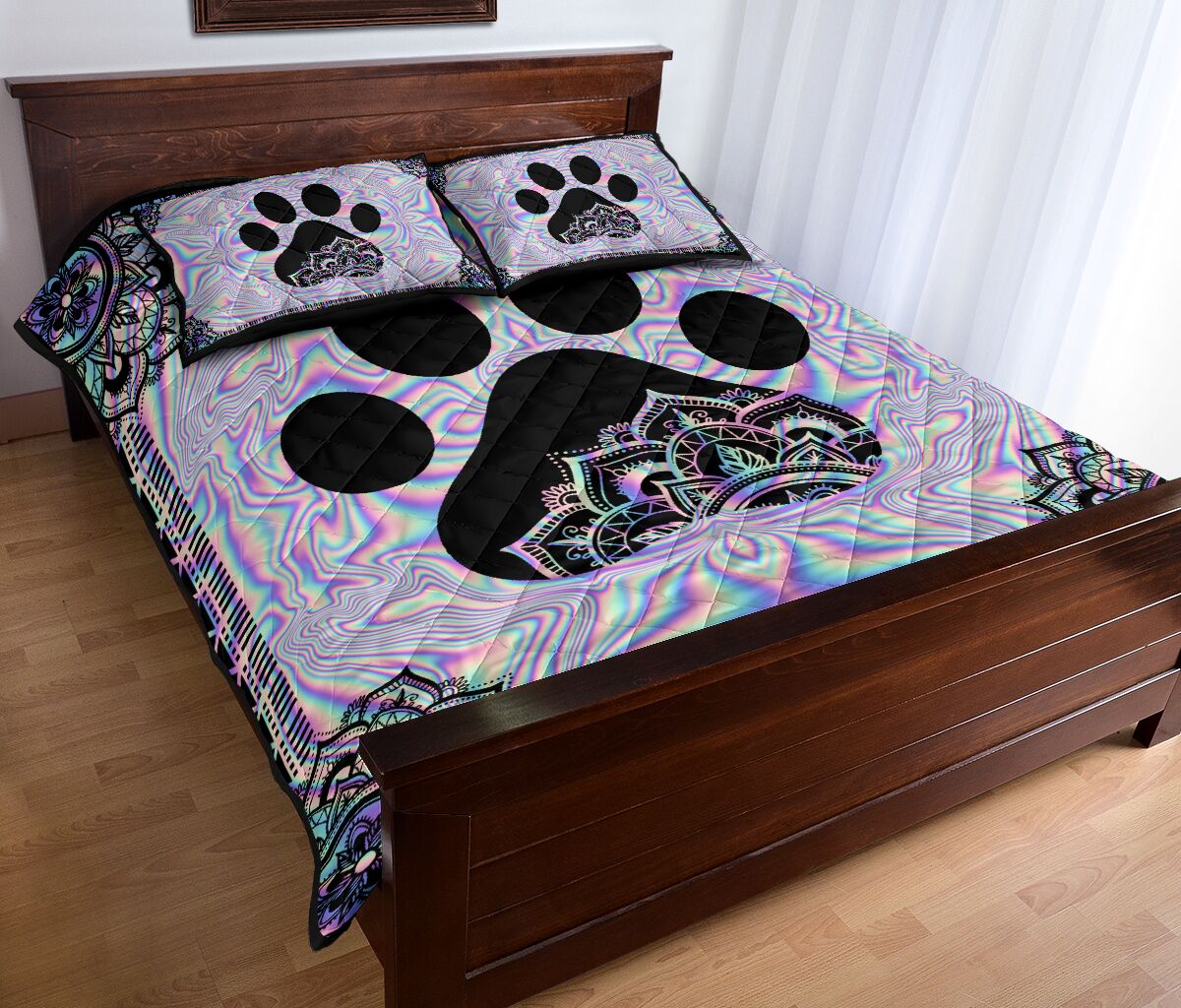 Holographic Paw Cat Quilt Set 0622