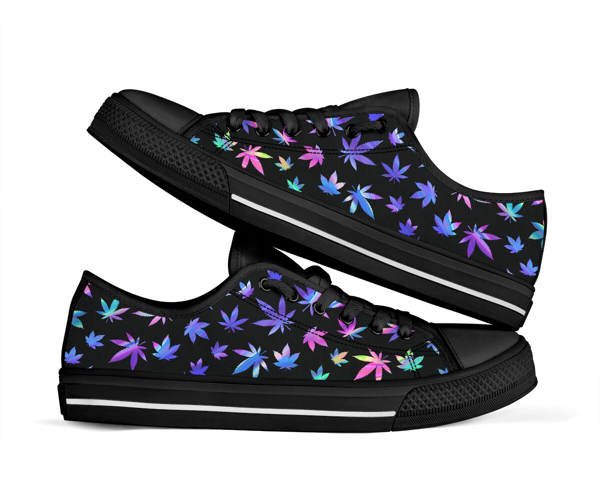 Holographic Leaves Pattern - Weed Low Top Shoes 0822