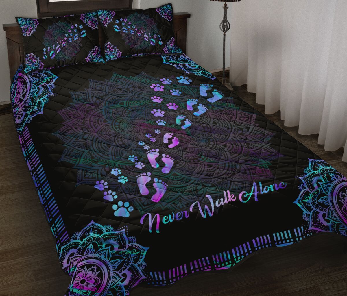 Never Walk Alone Dog Quilt Set 0622