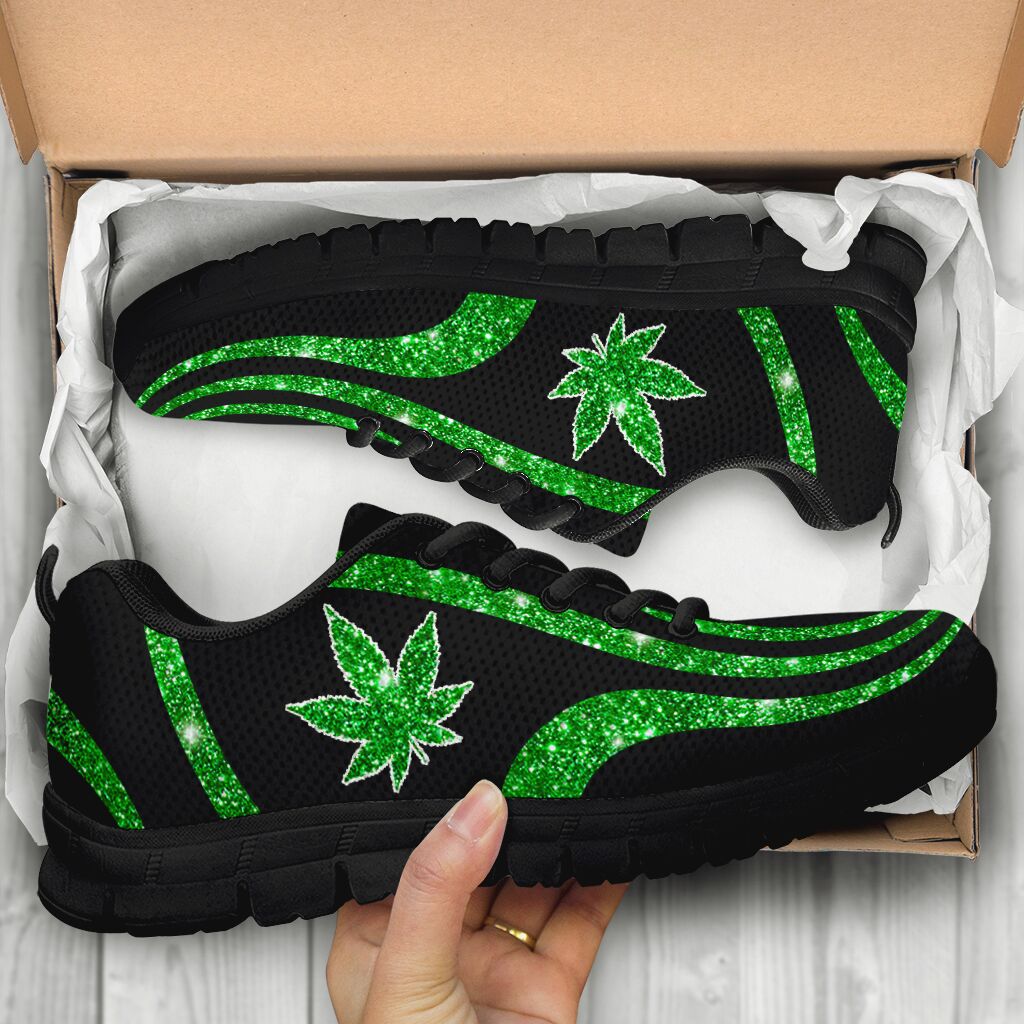 Sparkle Green Leaf - Weed Sneakers 0822