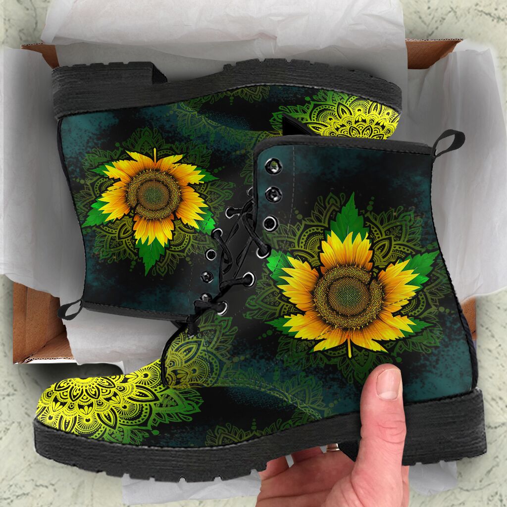 Sunflower Leaf - Weed Leather Boots 0622