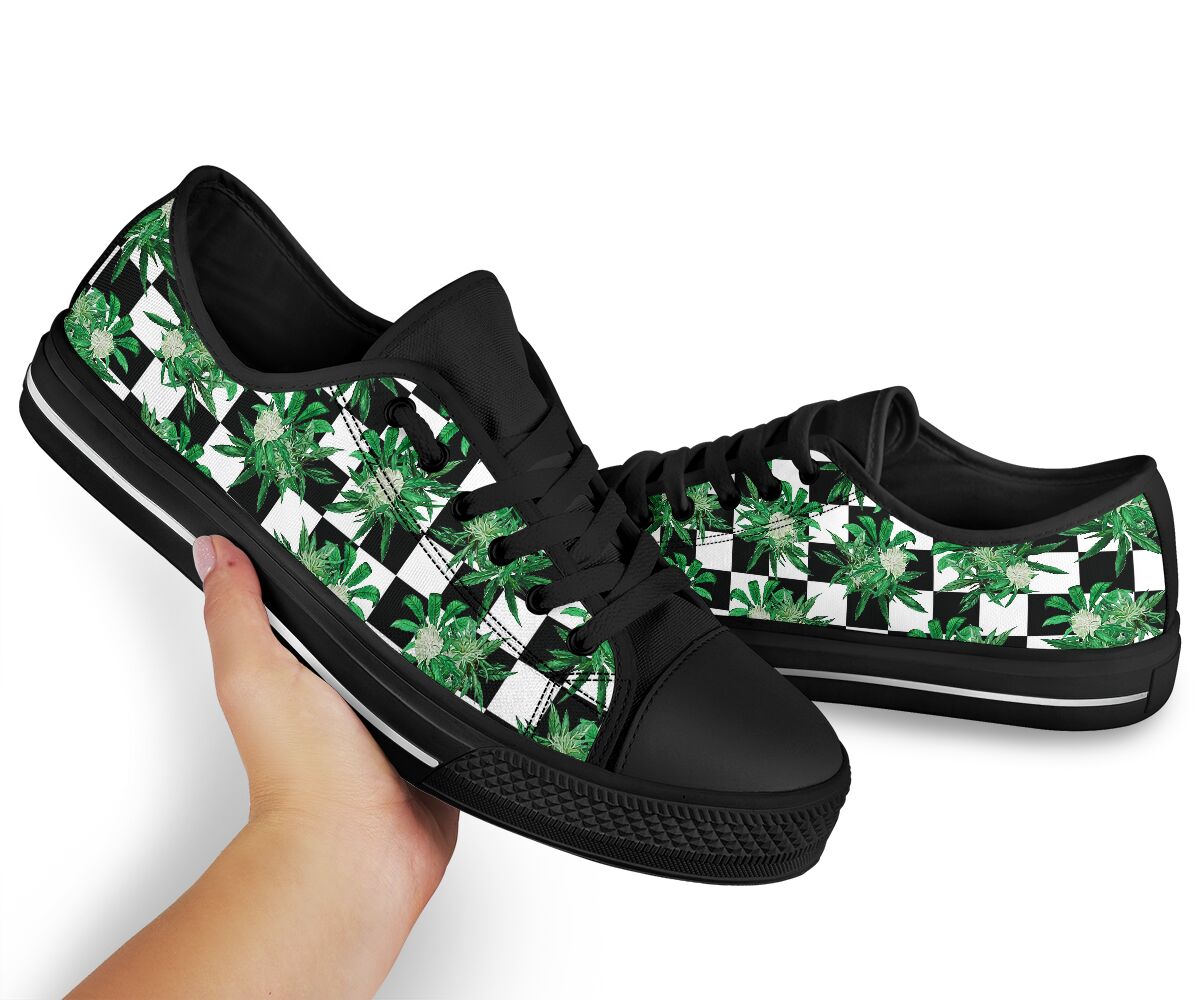 Cannabis Chess Pattern - Weed Low Top Shoes 0822
