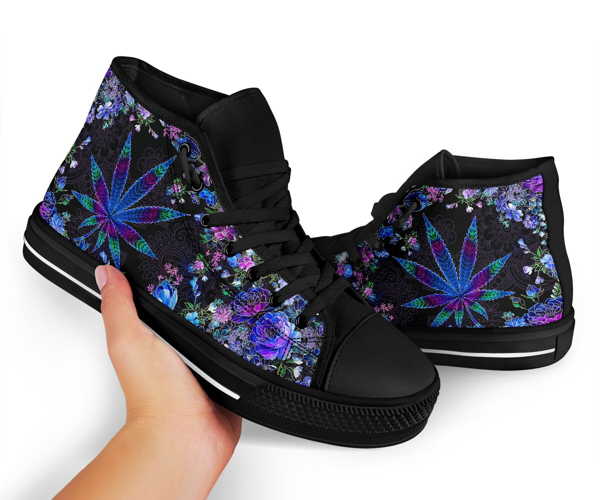 Floral Pattern - Weed High Top Shoes 0822