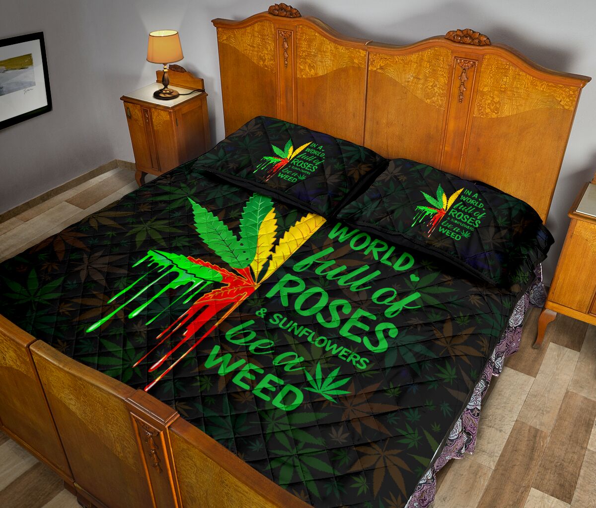 In A World Full Of Roses - Weed Quilt Set 0822