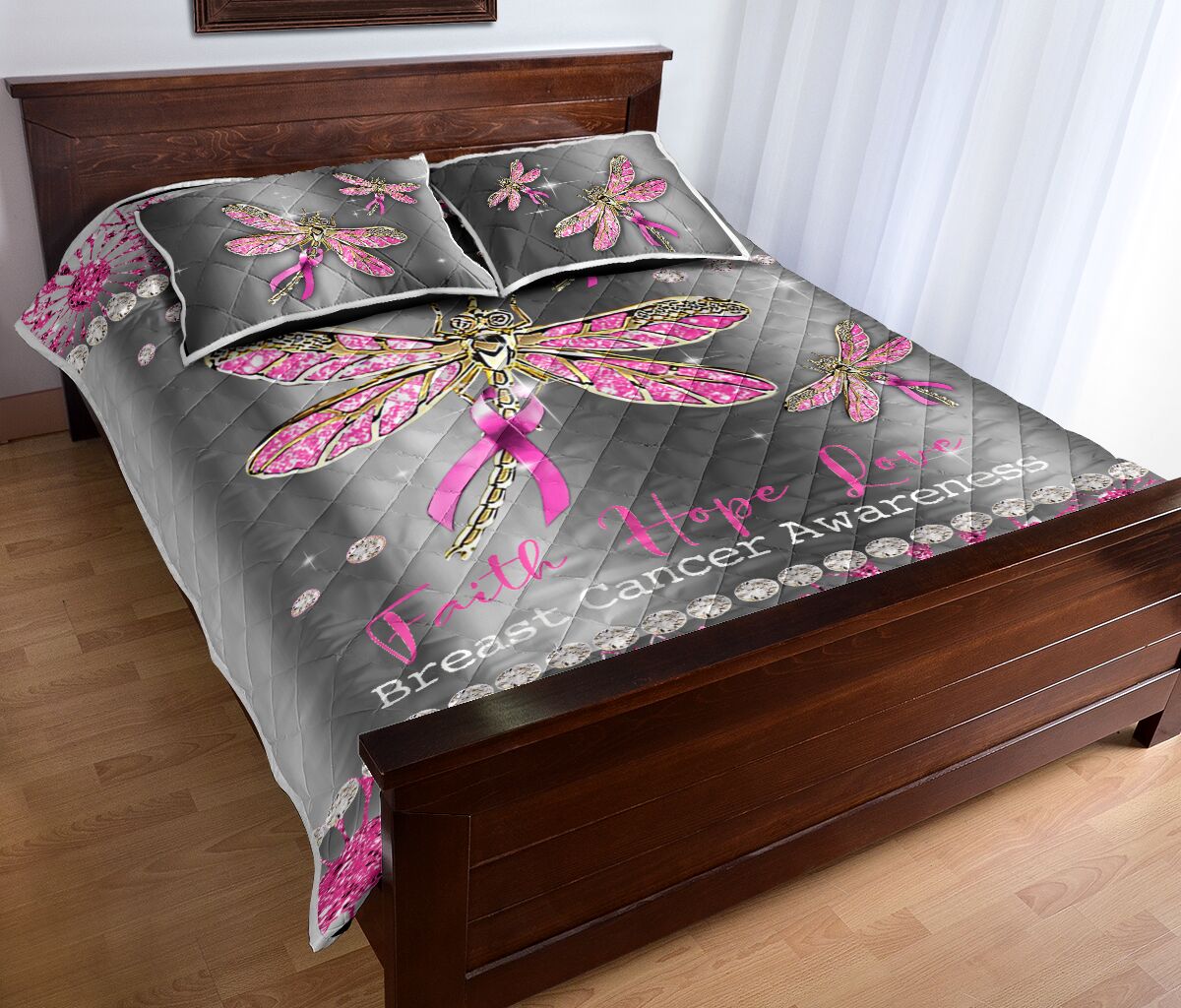 Faith Hope Love Breast Cancer Awareness Quilt Set 0622