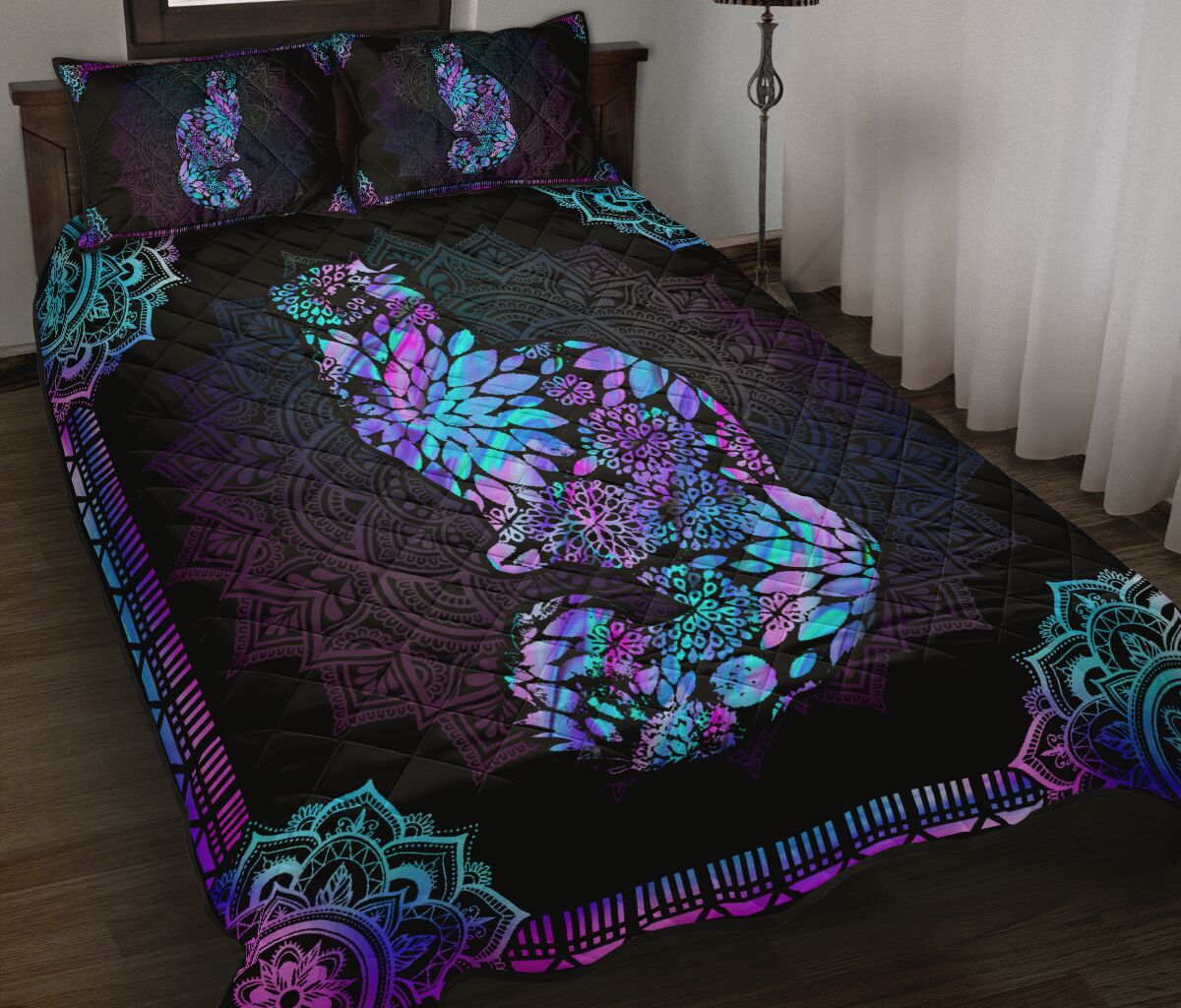 Floral Cat Cat Quilt Set 0622
