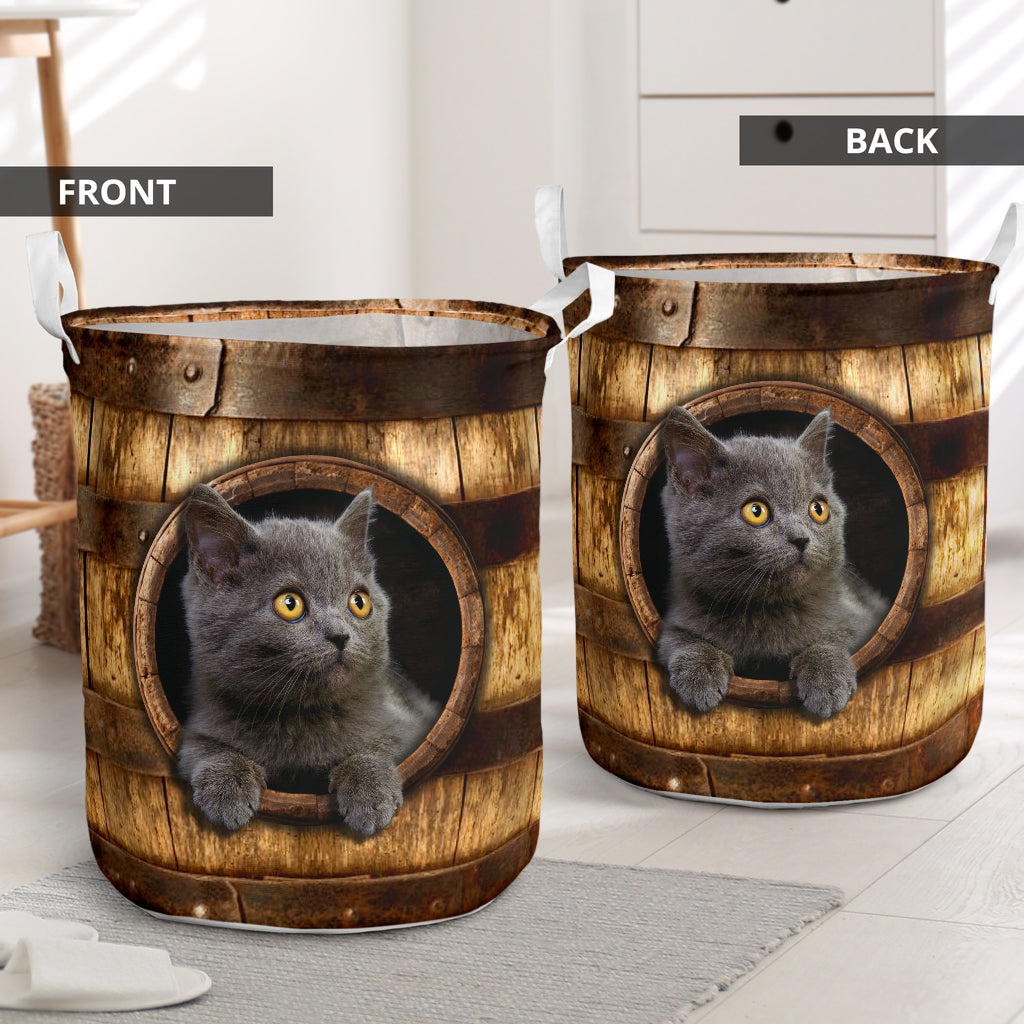 Cat Faux Wood Basket Cat Storage Basket 0622