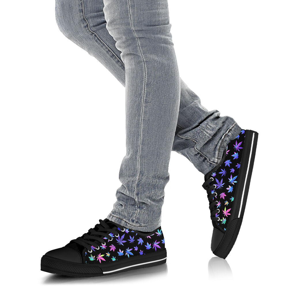 Holographic Leaves Pattern - Weed Low Top Shoes 0822