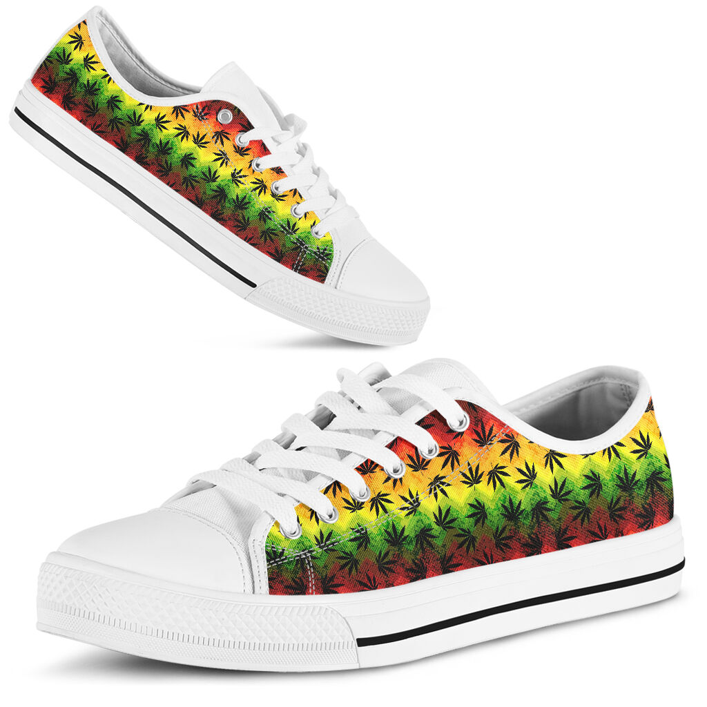 Colorful Chevron Leaves - Weed Low Top Shoes 0822