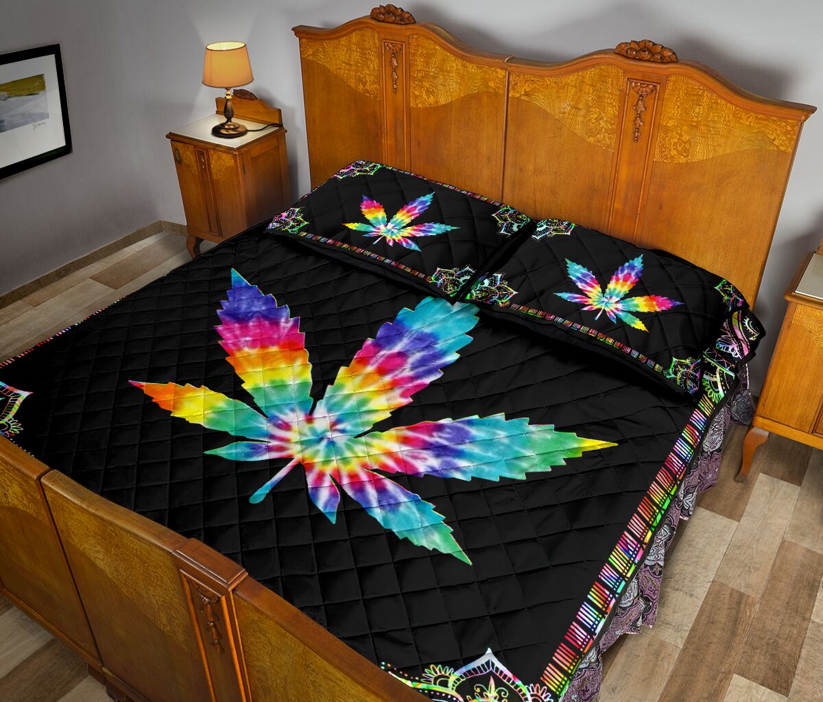 Tie Dye Leaf - Weed Quilt Set 0822
