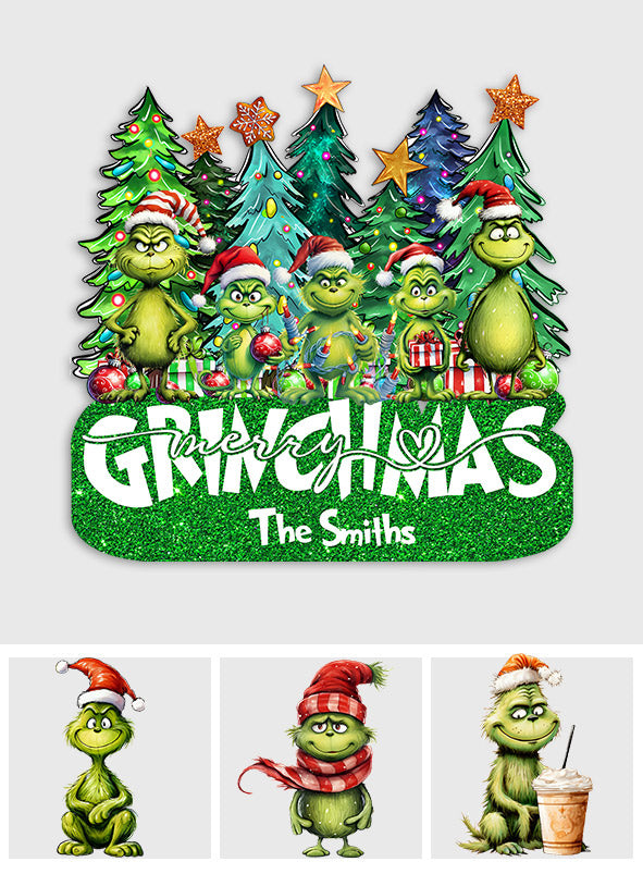 Merry Grinchmas - Personalized Stole Christmas Shaped Doormat