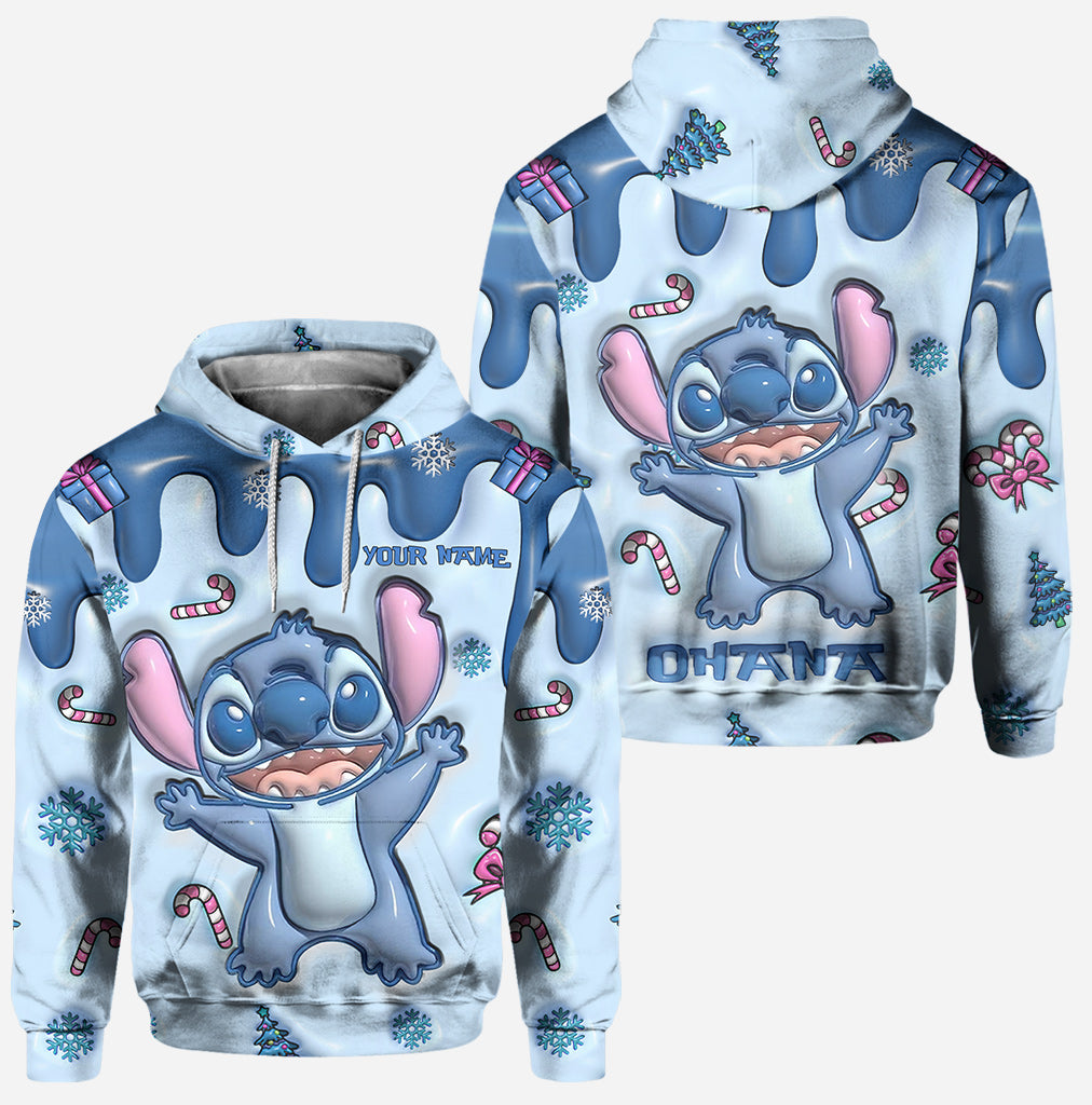 Ohana Blue Inflated - Personalized Ohana Hoodie and Leggings