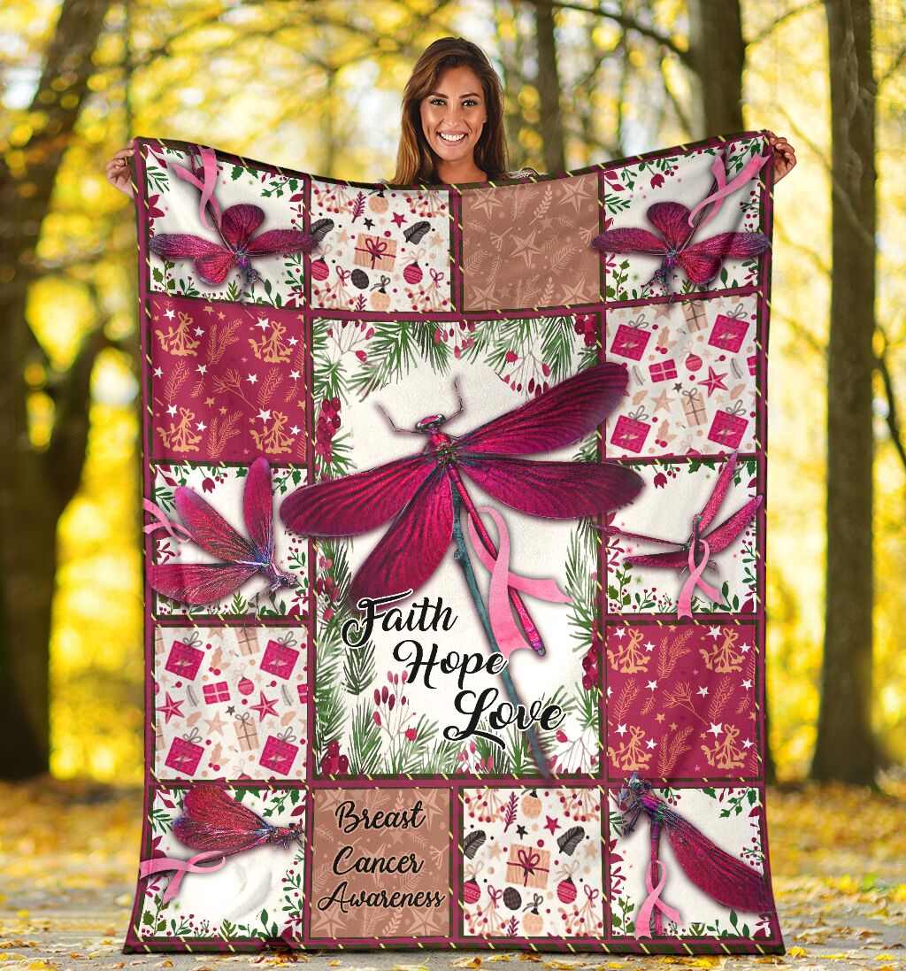 Faith Hope Love Breast Cancer Awareness Blanket 0622