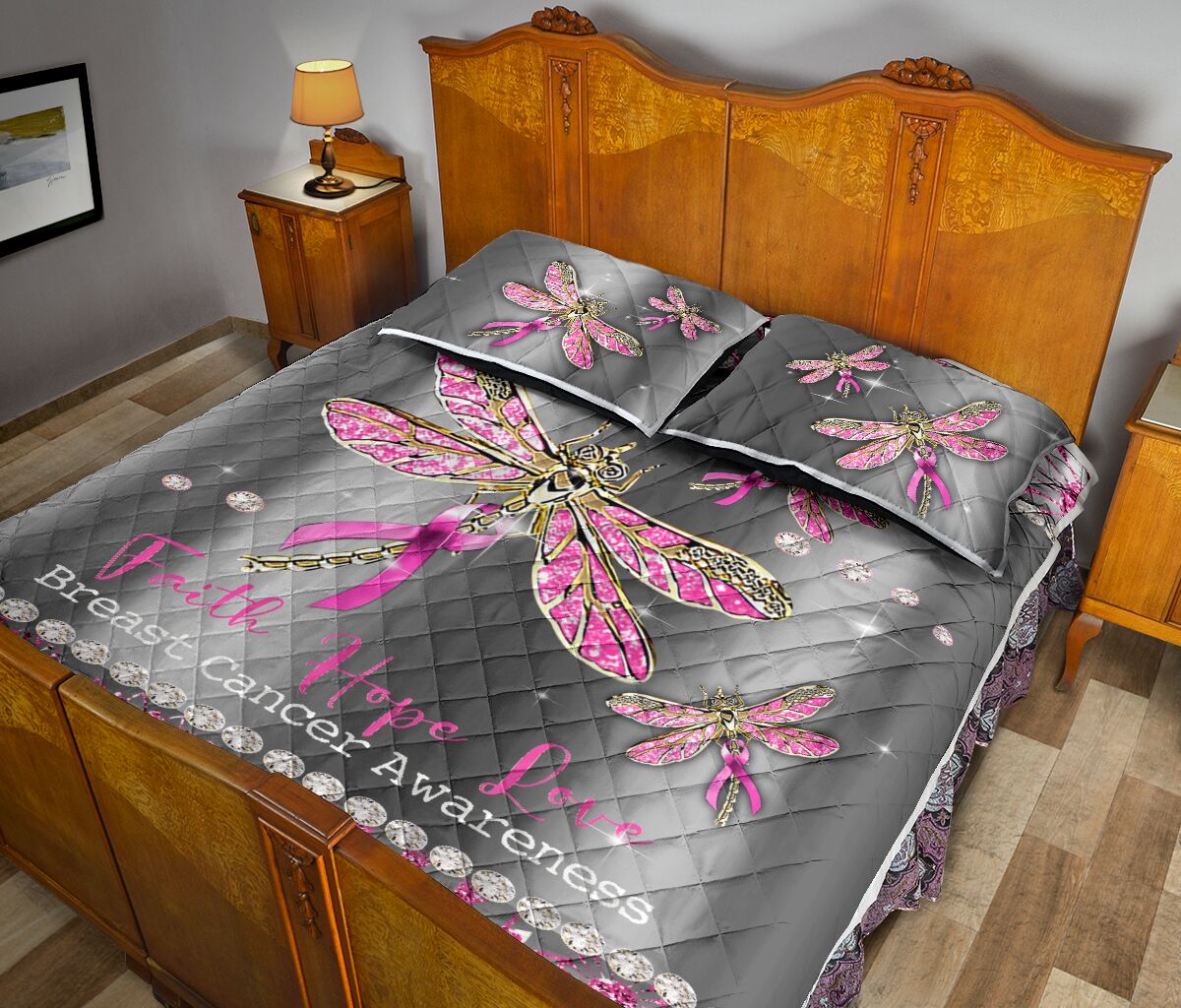 Faith Hope Love Breast Cancer Awareness Quilt Set 0622