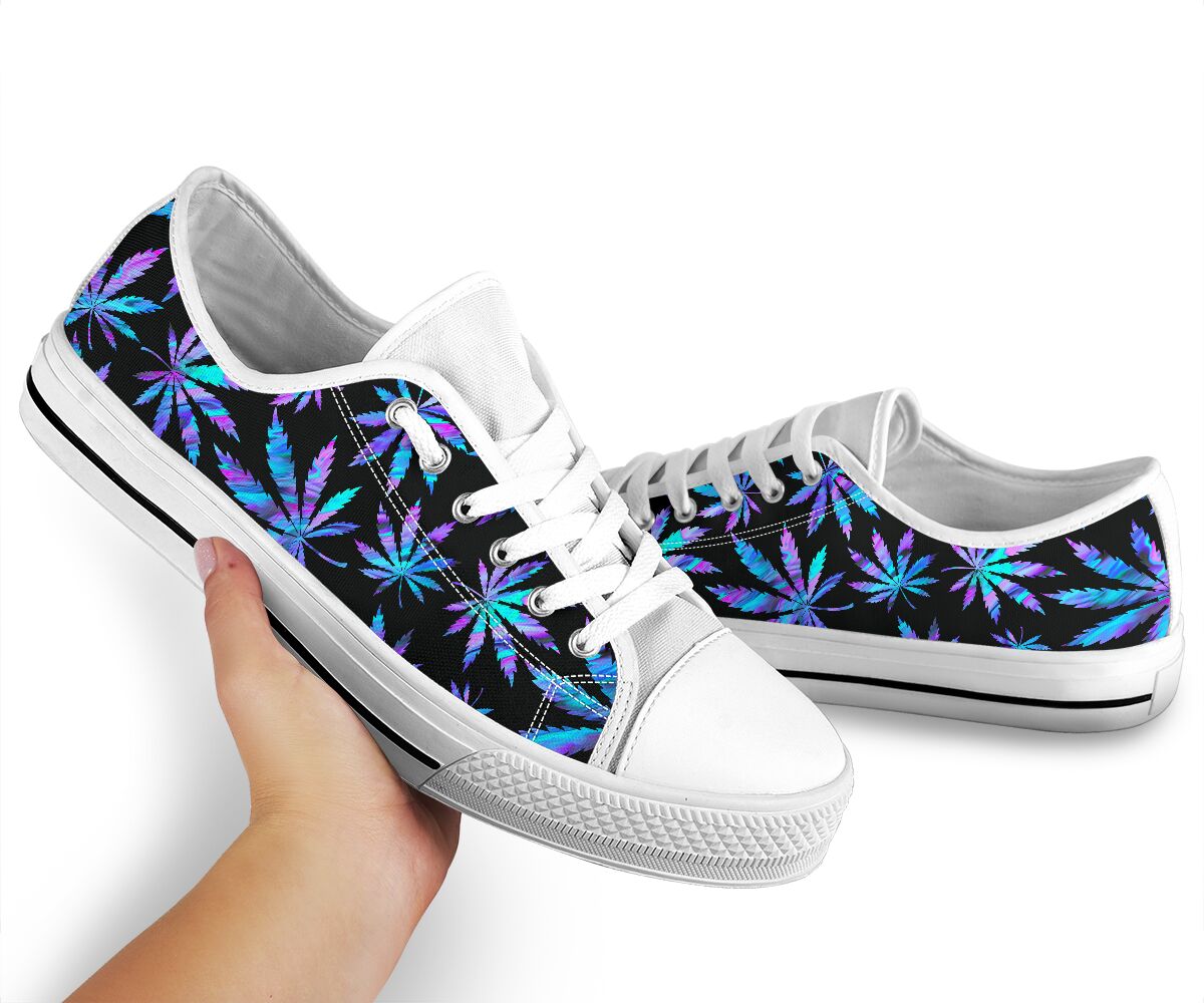 Holographic Leaves Pattern - Weed Low Top Shoes 0822