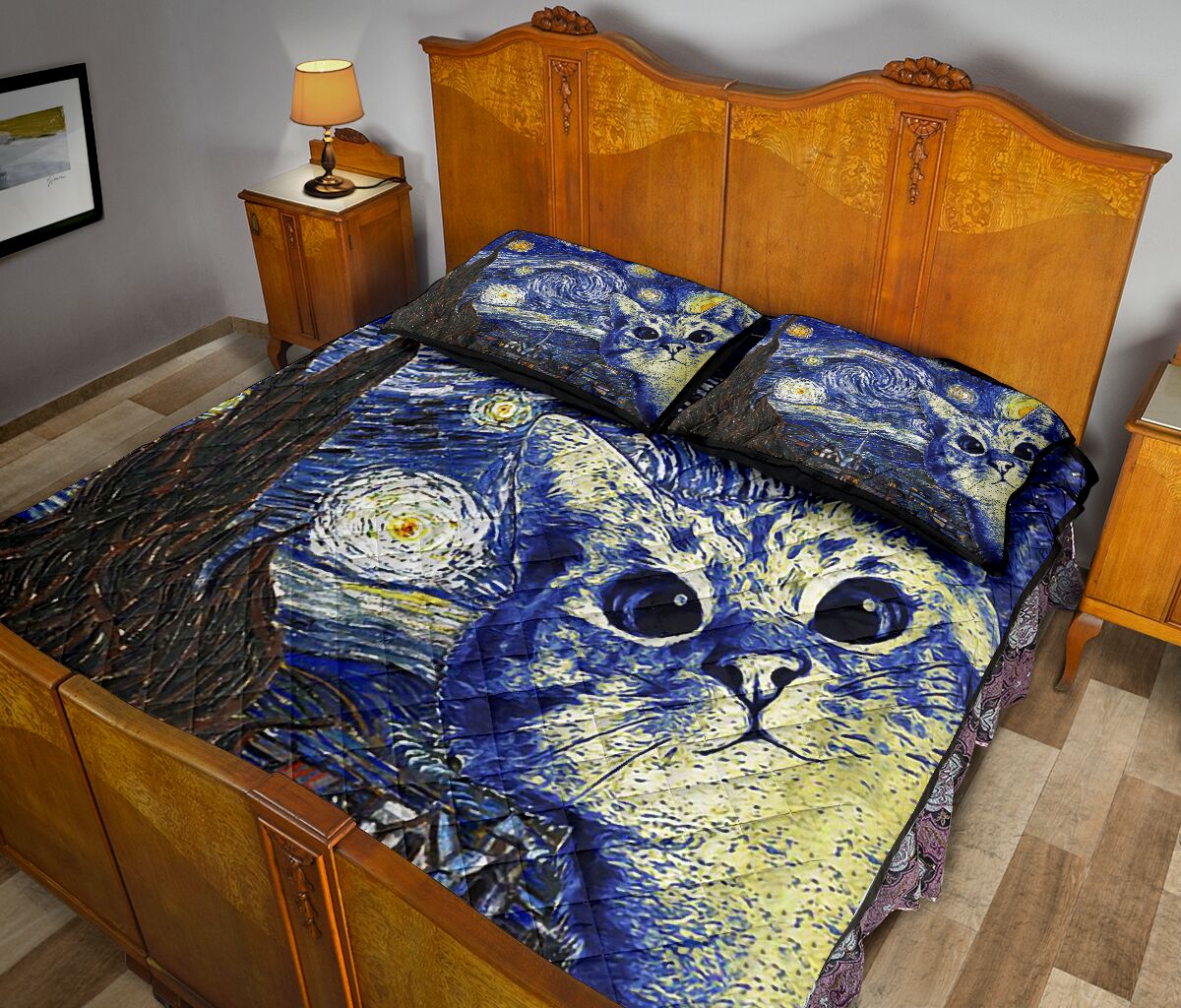 Cat Van Gogh Cat Quilt Set 0622