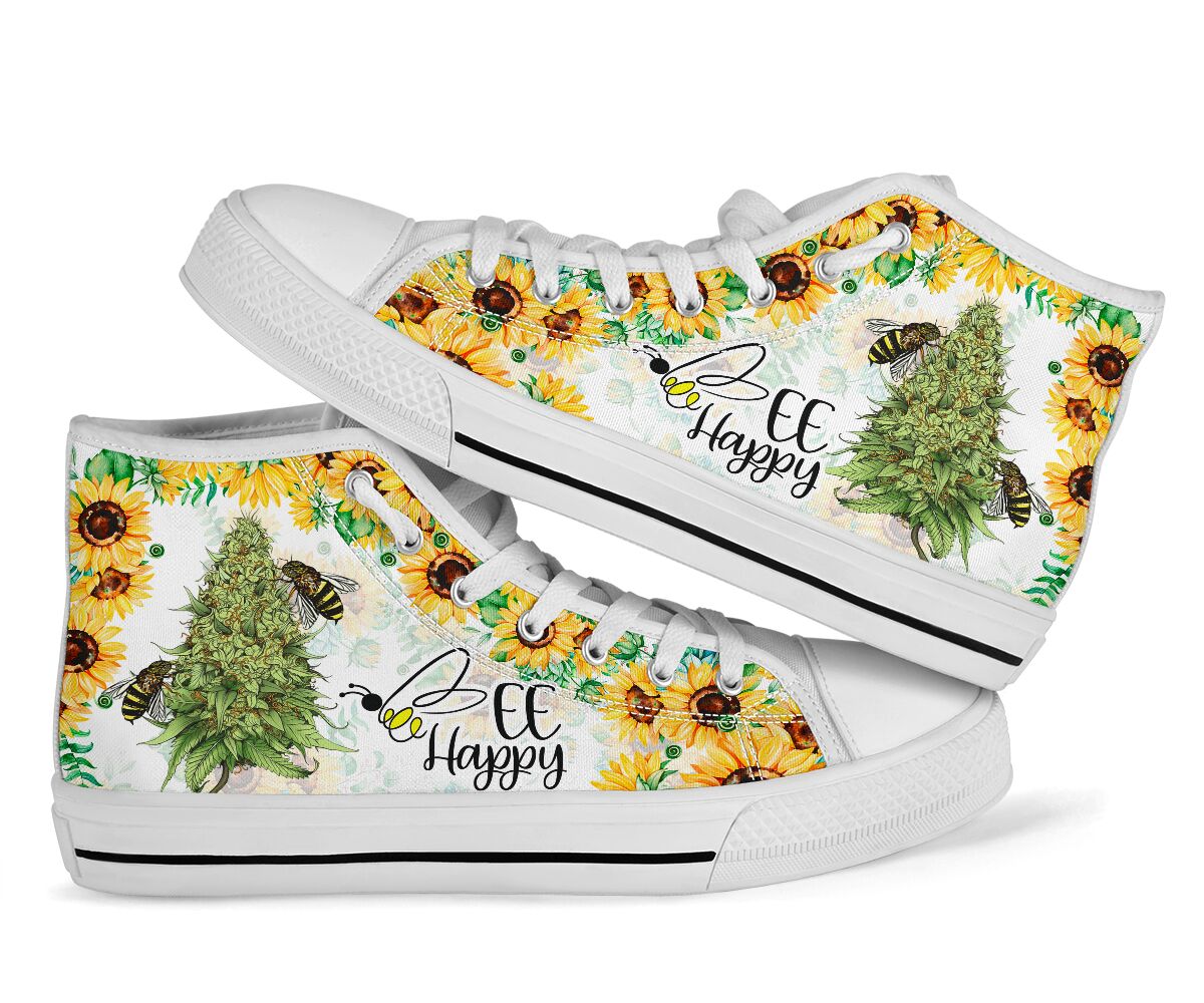 Bee Happy - Weed High Top Shoes 0822