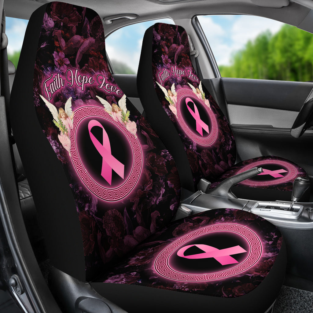 Faith Hope Love Angel Breast Cancer Awareness Seat Covers 0622